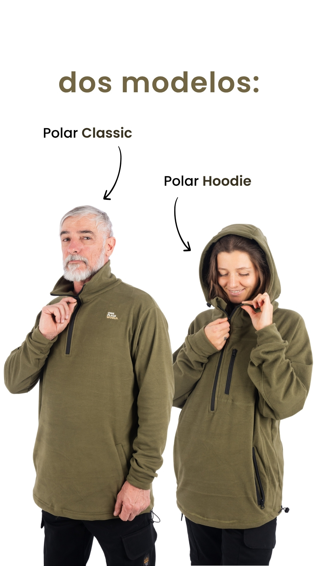 dos modelos: polar classic (sin capucha) y polar hoodie (con capucha)